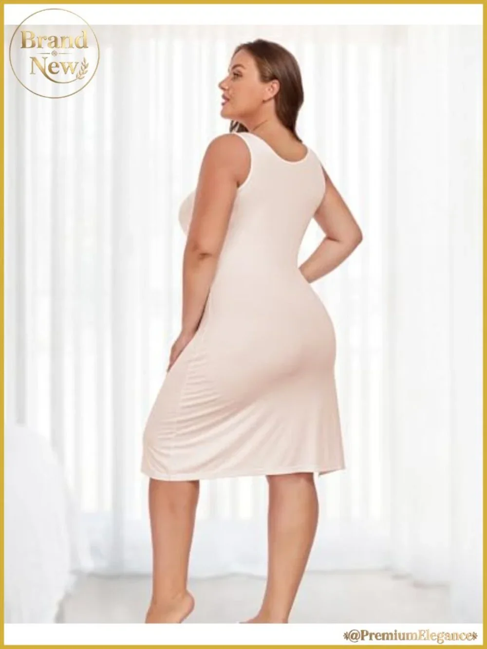 Plus Size Full Slip for Women Under Dress, Wide Straps, U-Neck, Long Slip Dress